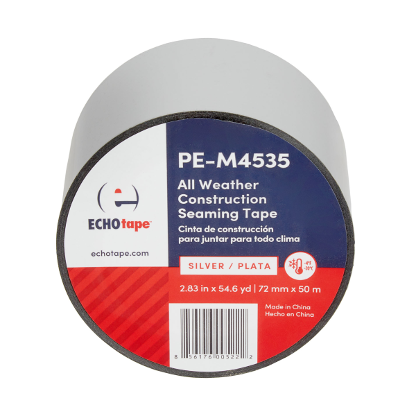 PE-M4535 All Weather Construction Seaming Tape Silver 72mm Solo Label