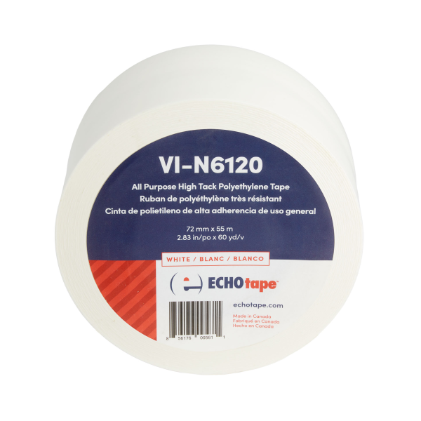 VI-N6120 Multi Purpose No Residue Polyethylene Vinyl Tape White 72mm Solo Label